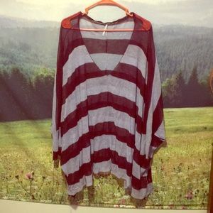 Free People Purple Striped V-Neck Knit